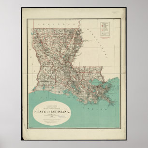 Staat Louisiana Vintage Karte Poster
