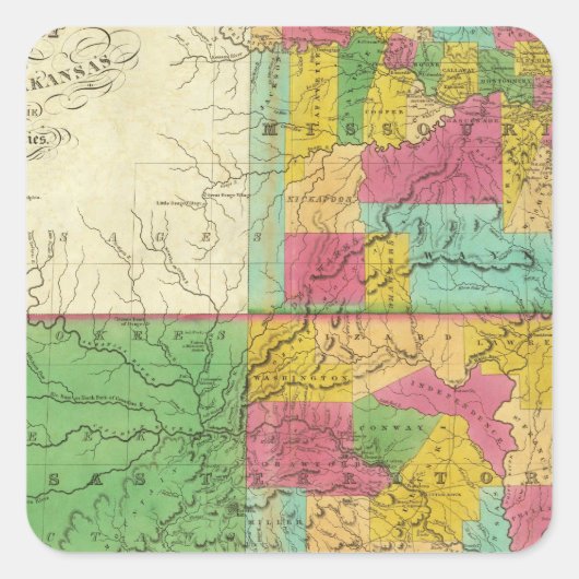Staat Missouri und Gebiet Arkansas Quadratischer Aufkleber (Vorderseite)