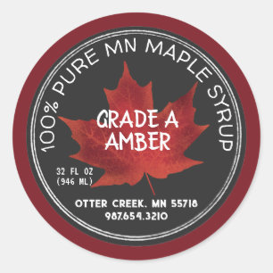 Staat Name Ahornsirup Chalkboard Stil Rotes Leaf Runder Aufkleber