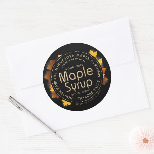 Staat Name Ahornsirup (Stapel und Datum) Runder Aufkleber (Umschlag)