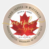 Staat Name Extravaganter Schriftart Ahornsirup Rot Runder Aufkleber (Vorderseite)