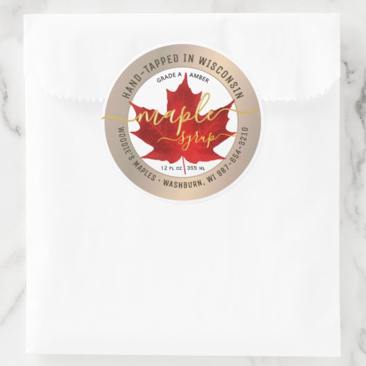 Staat Name Extravaganter Schriftart Ahornsirup Rot Runder Aufkleber (Tasche)