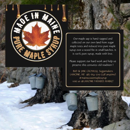 Staat Name MAPLE SYRUP GESCHÄFTSKARTE mit Tropfen Quadratische Visitenkarte