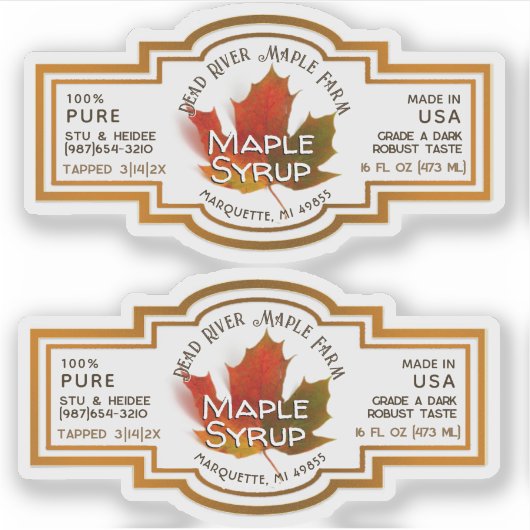 Staat Name Wasserdicht Vinyl Ahornsirup mit Leaf Aufkleber (Vorderseite)