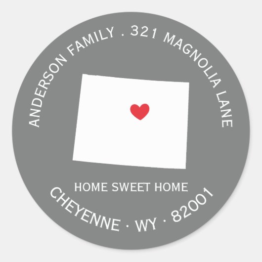 Staat | Neue Zuhause-Adressenaufkleber Runder Aufkleber (Vorderseite)