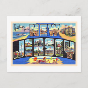 Staat New Jersey Vintage große Brief Postkarte