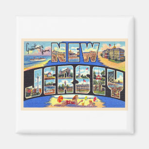 Staat New Jersey Vintage Große Brief Postkarte Magnet