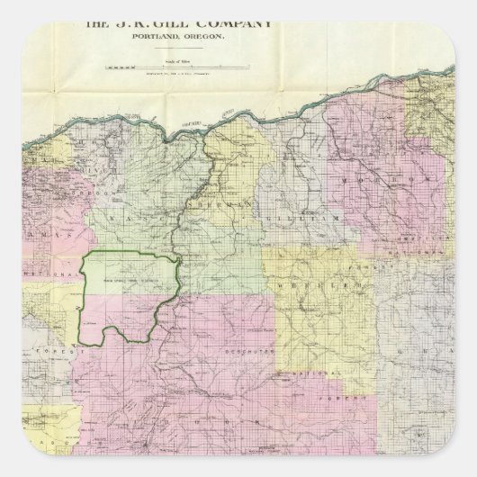 Staat Oregon Quadratischer Aufkleber (Vorderseite)