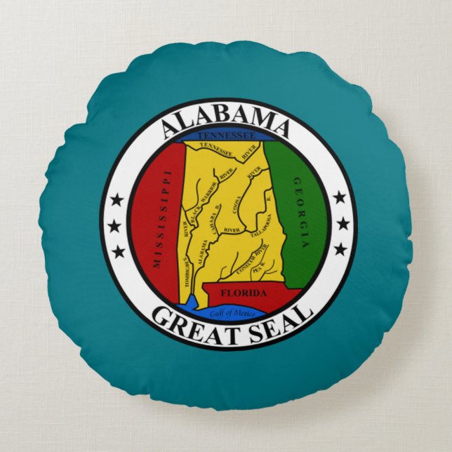 Staat Siegel Alabama Rundes Kissen (Vorderseite)