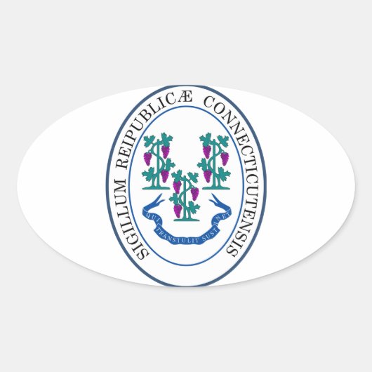 Staat Siegel Connecticut, USA Ovaler Aufkleber (Vorderseite)
