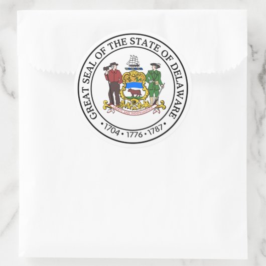Staat Siegel Delaware Runder Aufkleber (Tasche)