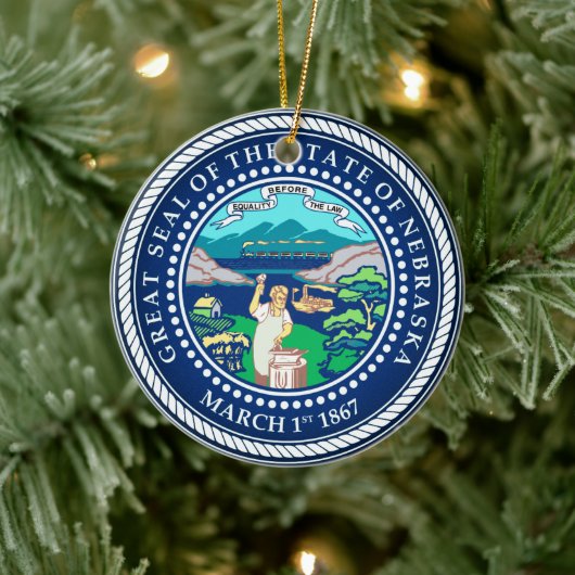 Staat Siegel Nebraska Keramik Ornament (Baum)