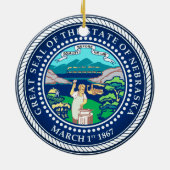 Staat Siegel Nebraska Keramik Ornament (Hinten)