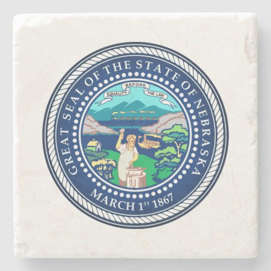Staat Siegel Nebraska Steinuntersetzer (Vorderseite)