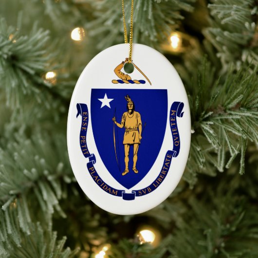 Staat Siegel von Massachusetts Keramik Ornament (Baum)