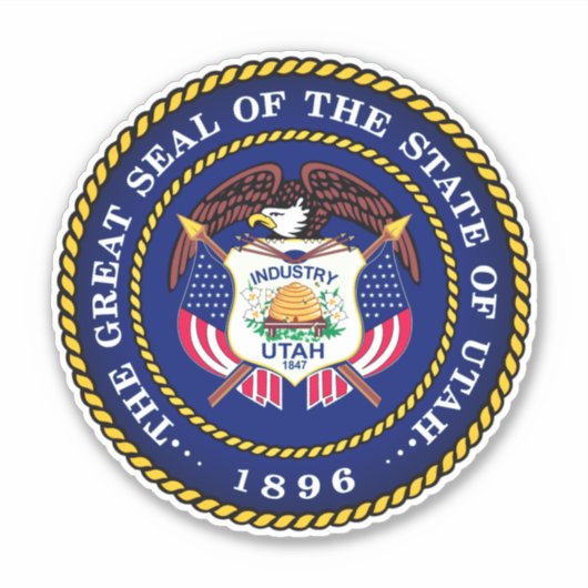 Staat Siegel von Utah Aufkleber (Vorderseite)