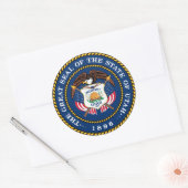 Staat Siegel von Utah Runder Aufkleber (Umschlag)