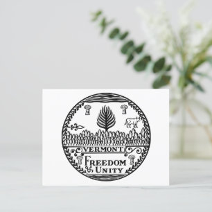 Staat Siegel von Vermont in Schwarzweiß-T - Shirt Postkarte