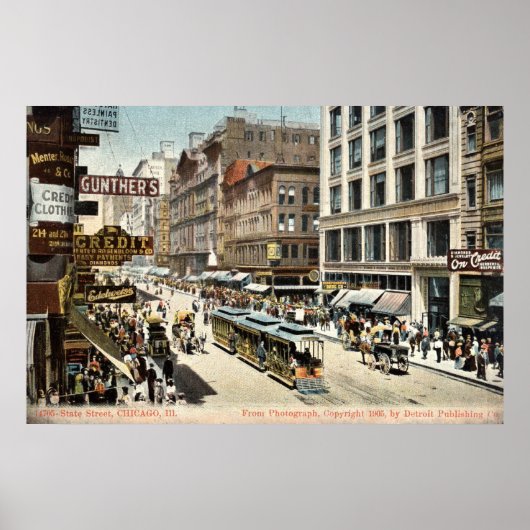 Staat St Chicago IL Vintag 1905 Poster (Vorne)