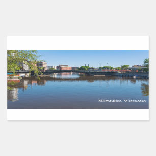 Staat Straßenbrücke durch den Fluss Milwaukee Rechteckiger Aufkleber