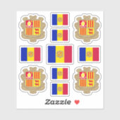 Staat-Symbole/Wappen und Flagge Andorras Aufkleber (Blatt)