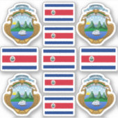 Staat-Symbole / Wappen und Flagge Costa Ricas Aufkleber (Vorderseite)