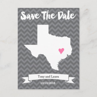Staat Texas Zickzack Save the Date Herzkarte Art Ankündigungspostkarte