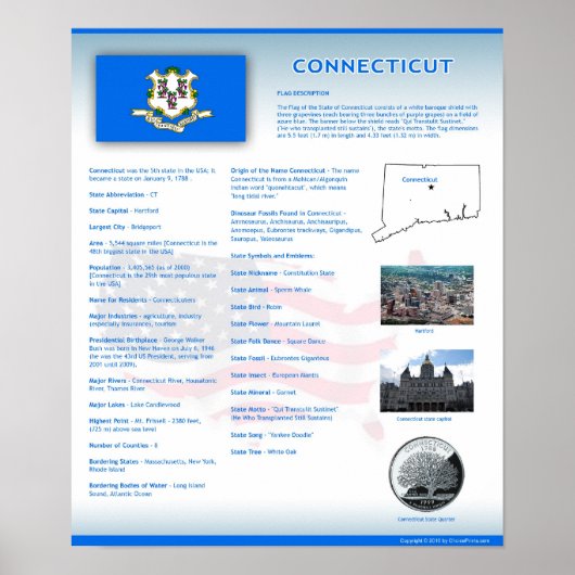 Staat von Connecticut, CT Posters Poster (Vorne)