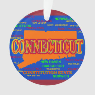 Staat von Connecticut-Karte, New-Haven, Hartford Ornament