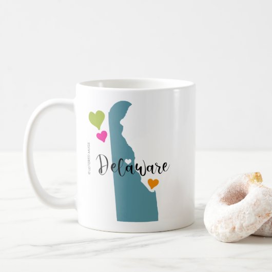 Staat von Delaware mit Herz Kaffeetasse (Mit Donut)