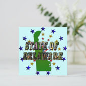 Staat von Delaware Picture Text & Map Kontur Einladung (Stehend Vorderseite)