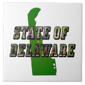Staat von Delaware Picture Text & Map Kontur Fliese (Vorderseite)