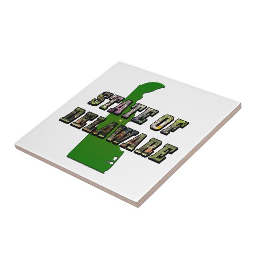 Staat von Delaware Picture Text & Map Kontur Fliese (Seite)