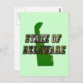 Staat von Delaware Picture Text & Map Kontur Postkarte (Vorne/Hinten)