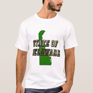 Staat von Delaware Picture Text & Map Kontur T-Shirt