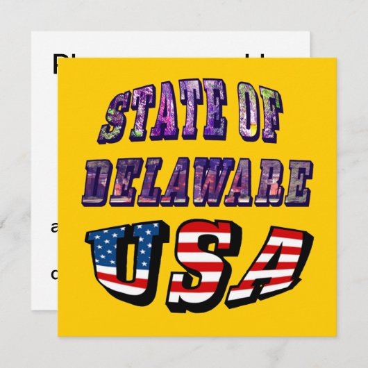 Staat von Delaware USA Foto & Flag Text Einladung (Vorne/Hinten)