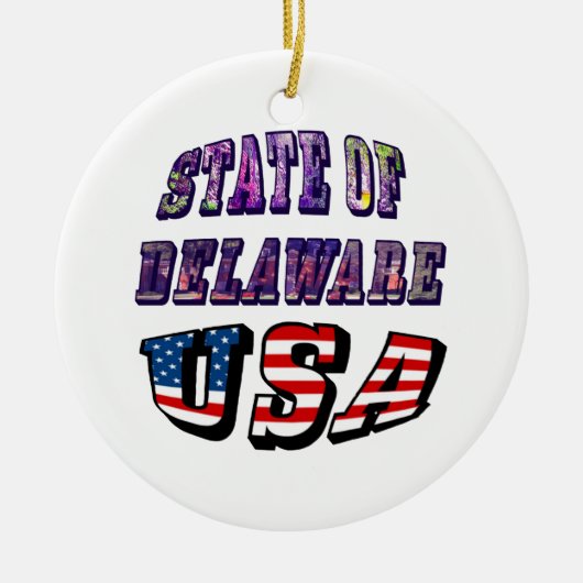Staat von Delaware USA Foto & Flag Text Keramikornament (Vorne)