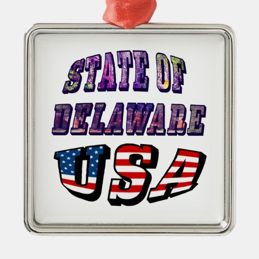 Staat von Delaware USA Foto & Flag Text Ornament Aus Metall (Vorne)