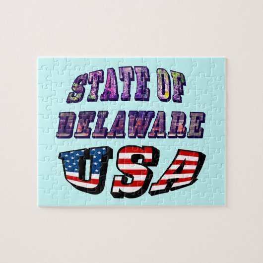 Staat von Delaware USA Foto & Flag Text Puzzle (Horizontal)