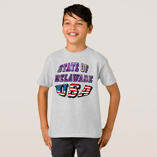Staat von Delaware USA Foto & Flag Text T-Shirt (Vorne ganz)