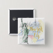 Staat von Freiheitsstatuen New York | Button (Vorne & Hinten)