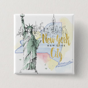 Staat von Freiheitsstatuen New York   Button