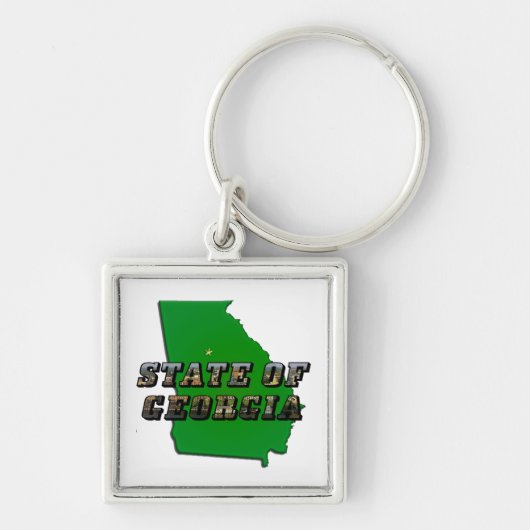 Staat von Georgia Map Kontur and Picture Text Schlüsselanhänger (Vorne)