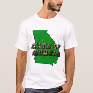 Staat von Georgia Map Kontur and Picture Text T-Shirt