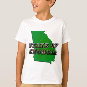 Staat von Georgia Map Kontur and Picture Text T-Shirt