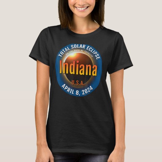 Staat von Indiana IN Total Solar Eclipse 2024 3 T-Shirt (Vorderseite)