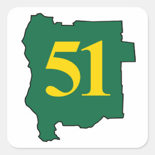 Staat von Jefferon 51 Quadratischer Aufkleber