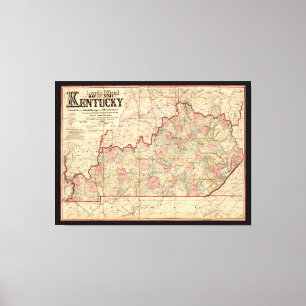 Staat von Kentucky Map von James Lloyd (1862) Leinwanddruck