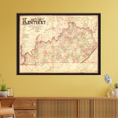 Staat von Kentucky Map von James Lloyd (1862) Leinwanddruck (Insitu (Wohnzimmer))