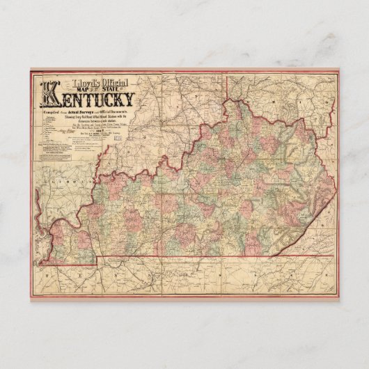 Staat von Kentucky Map von James Lloyd (1862) Postkarte (Vorderseite)